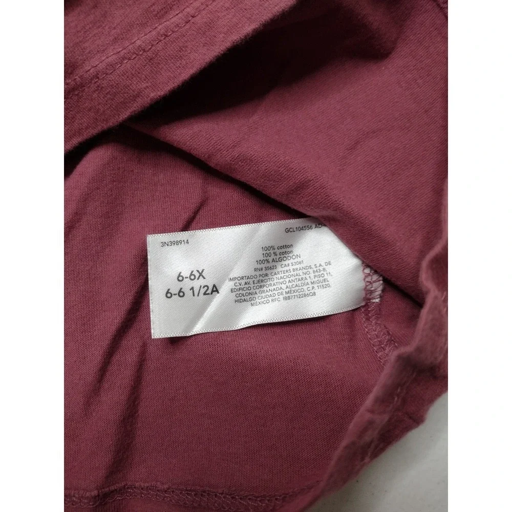 OshKosh B'gosh Girls Burgundy Dinosaur Skeleton Long Sleeve Graphic Tee 6/6X